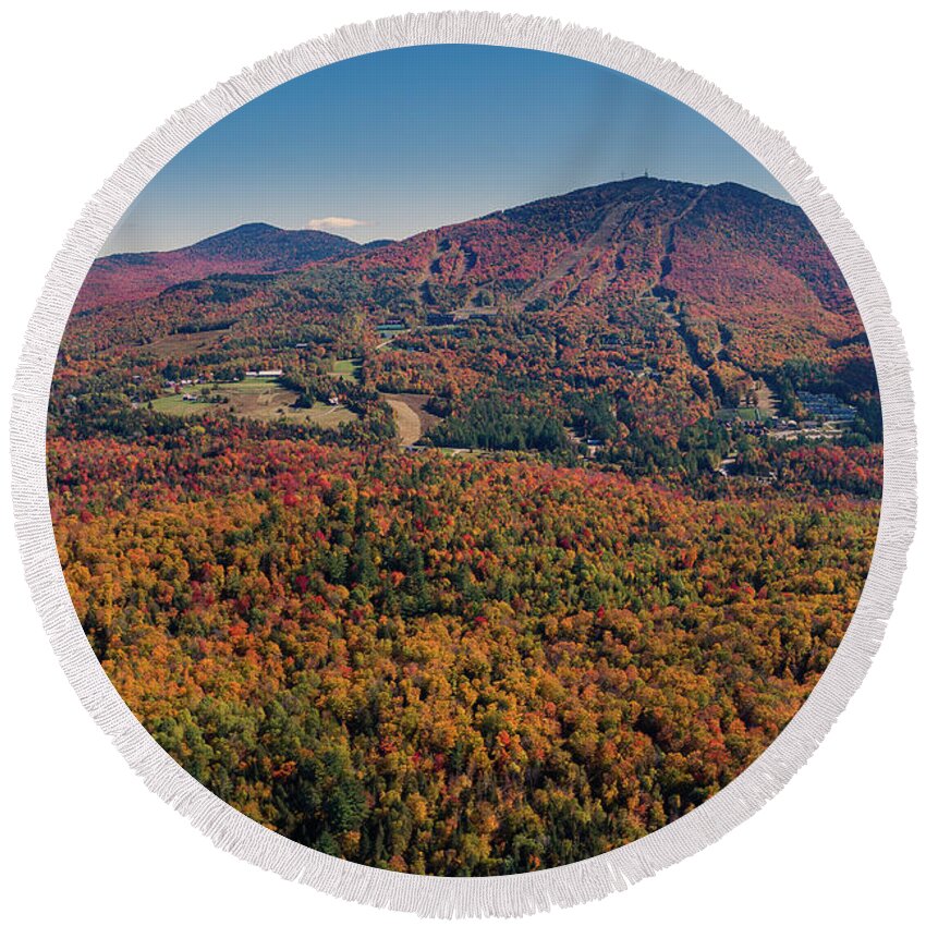 Burke Mt. Mountain Round Beach Towel featuring the photograph Fall at Burke Mountain Vermont by John Rowe