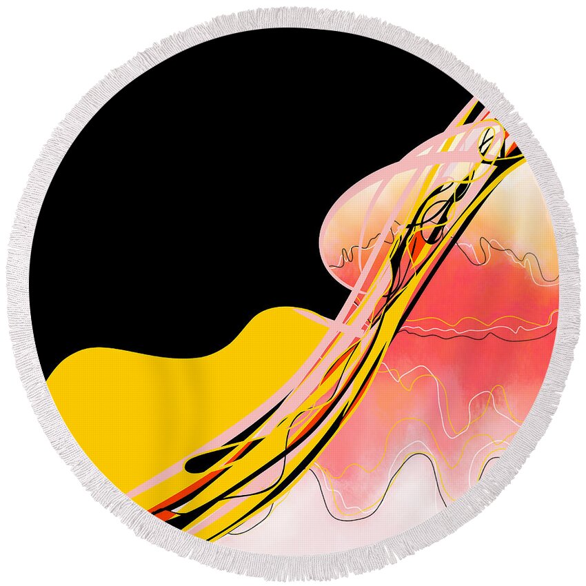  Round Beach Towel featuring the digital art Fall Fire by Amber Lasche