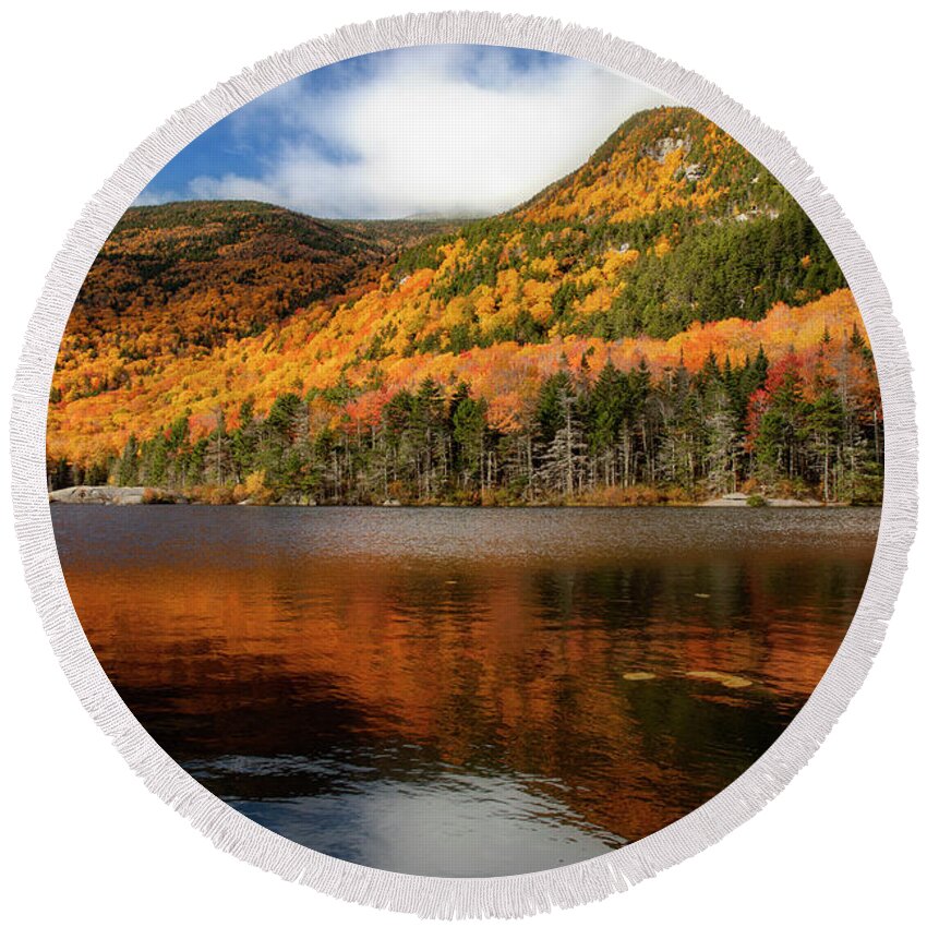 Beaver Pond New Hampshire In Fall Round Beach Towel featuring the photograph Fall Reflections Beaver Pond by Dan Sproul