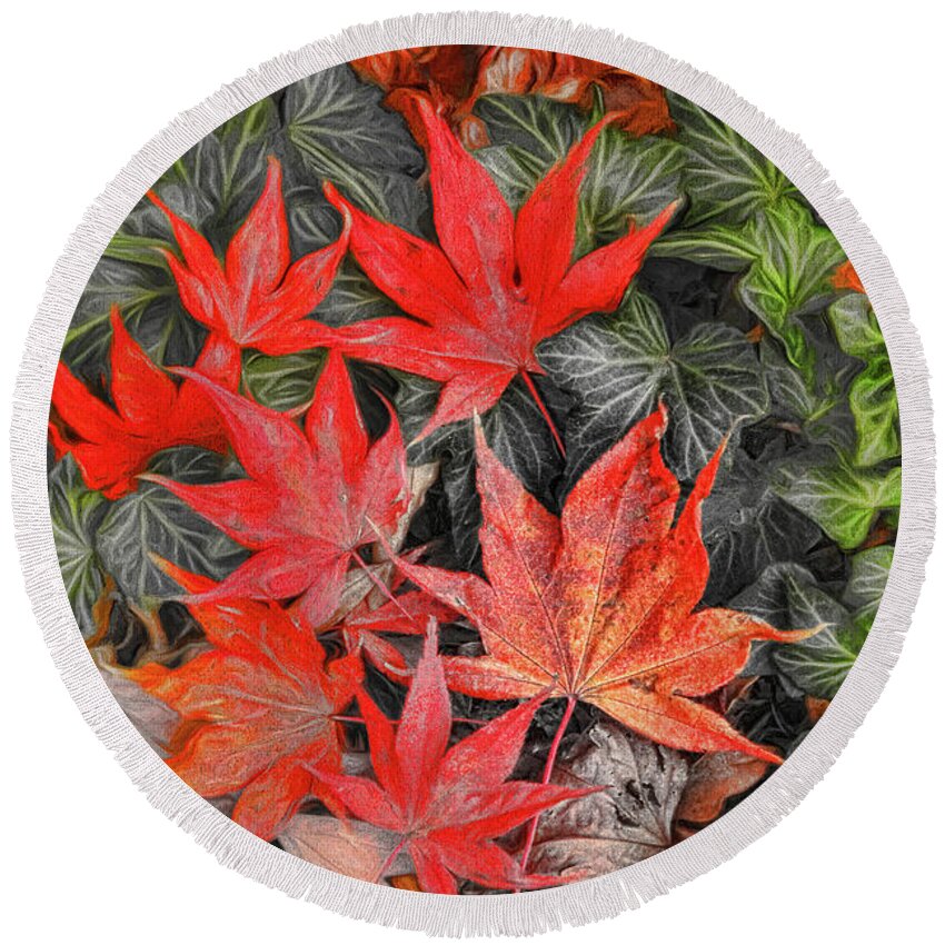 Leaves Round Beach Towel featuring the photograph Fallen Leaves by Ola Allen