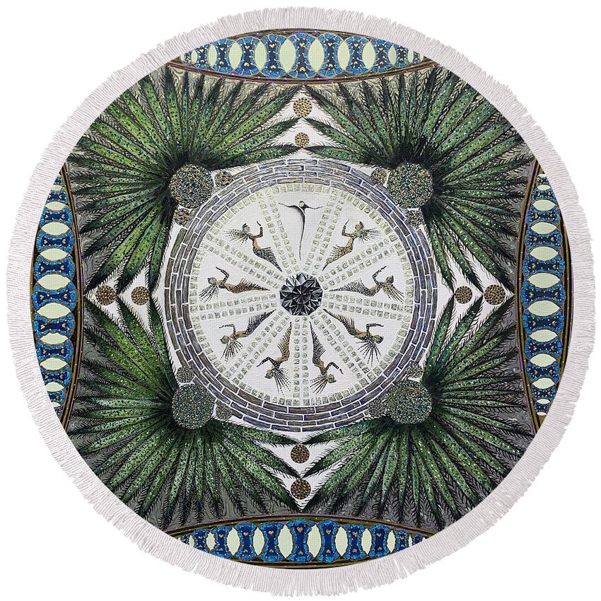  Round Beach Towel featuring the painting Family Garden by James Lanigan Thompson MFA
