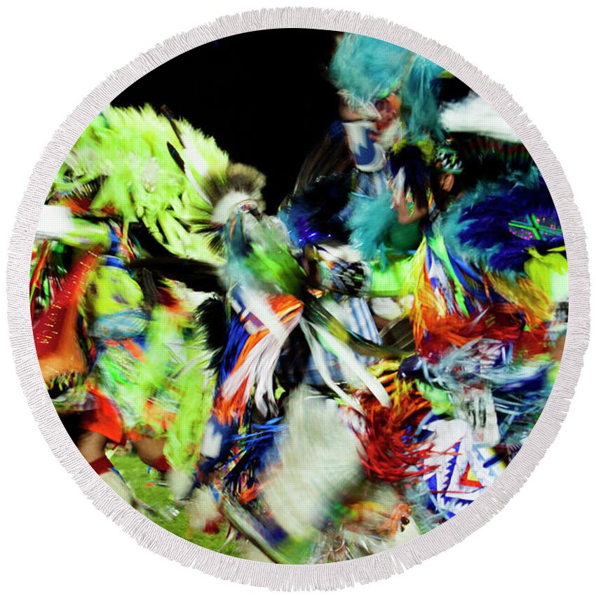  Round Beach Towel featuring the photograph Fancy Dancers by Cynthia Dickinson