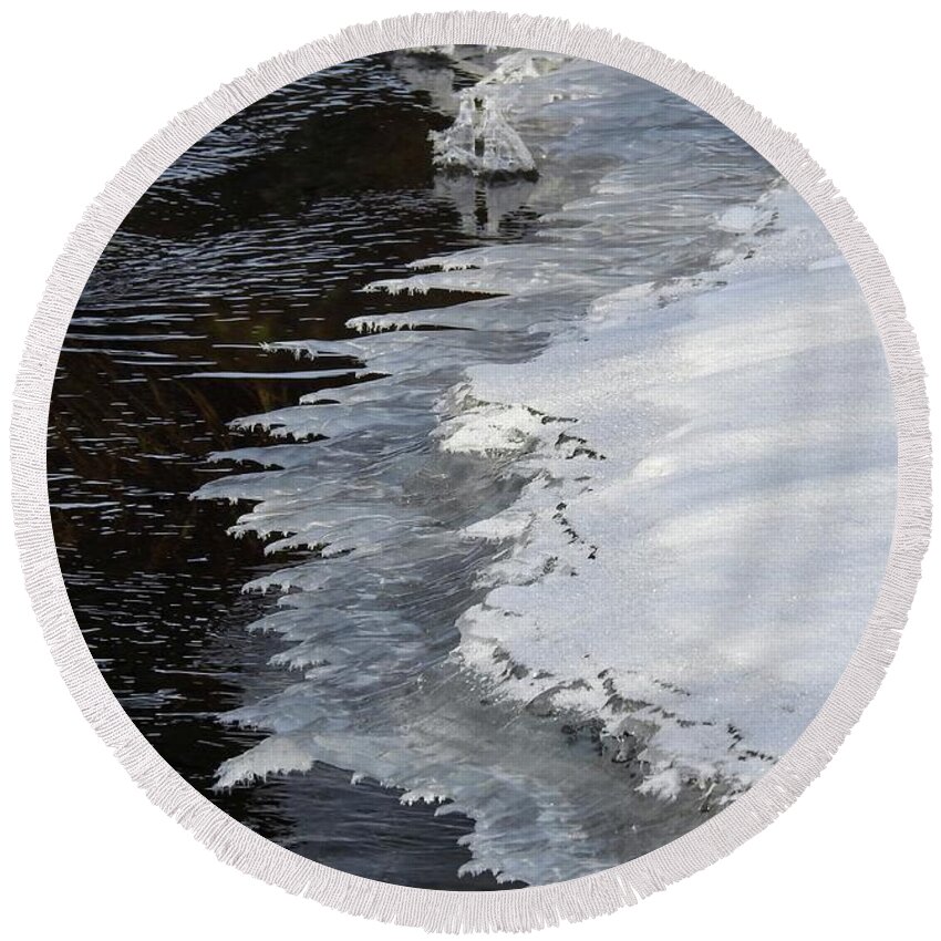 Ice Round Beach Towel featuring the photograph Feathered Ice by Nicola Finch