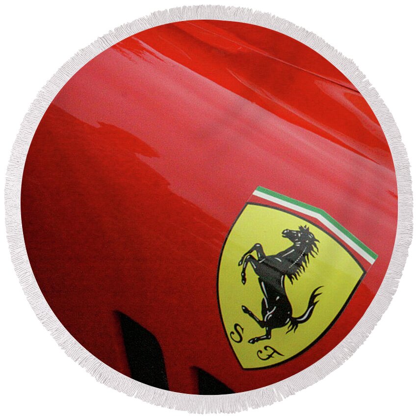 Old Round Beach Towel featuring the photograph Ferrari by Jim Whitley