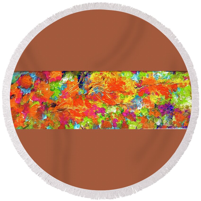 Red Fire Element Fame Feng Shui Round Beach Towel featuring the painting Fire Element feng shui by Caroline Patrick