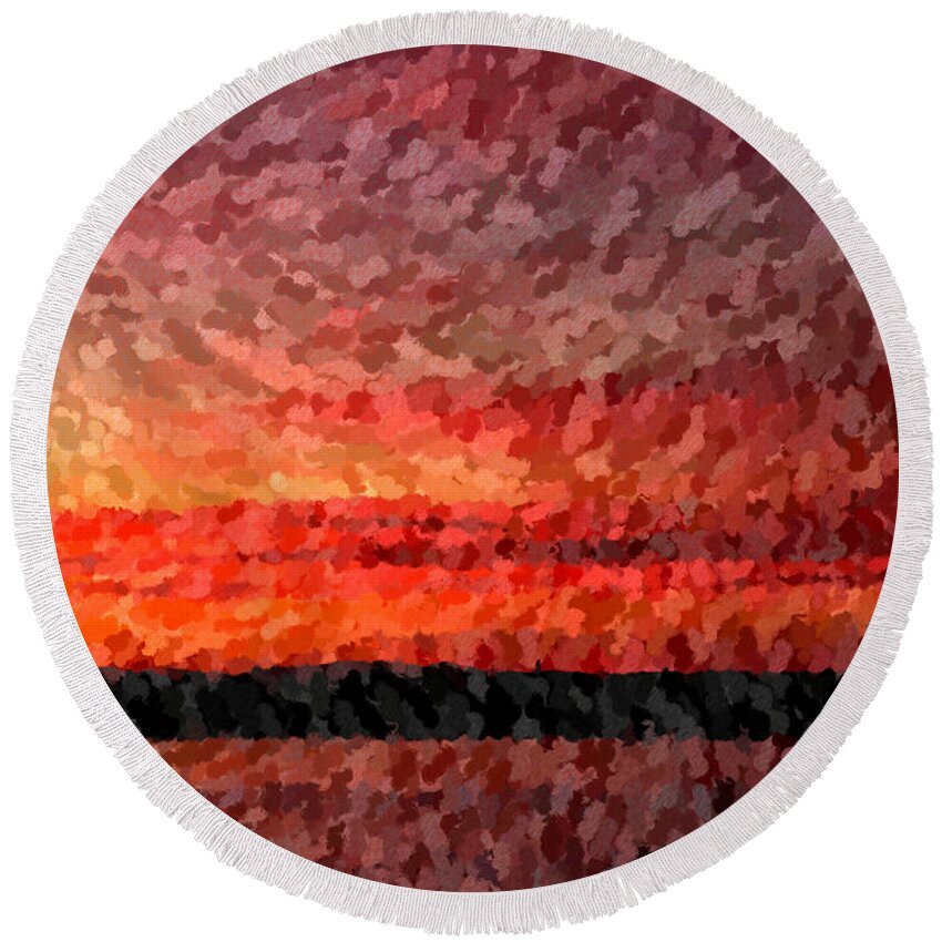 Sunset Round Beach Towel featuring the photograph First Sunset New Year by Katherine Erickson