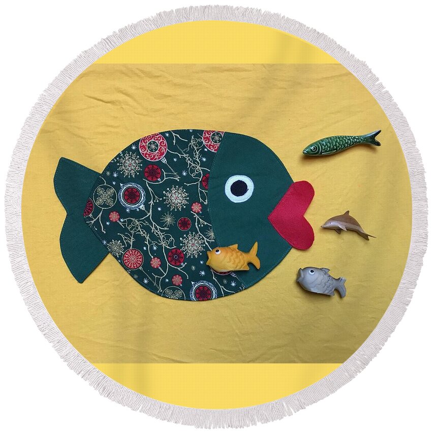 Fish Round Beach Towel featuring the photograph Fish Composition by Jan Dolezal