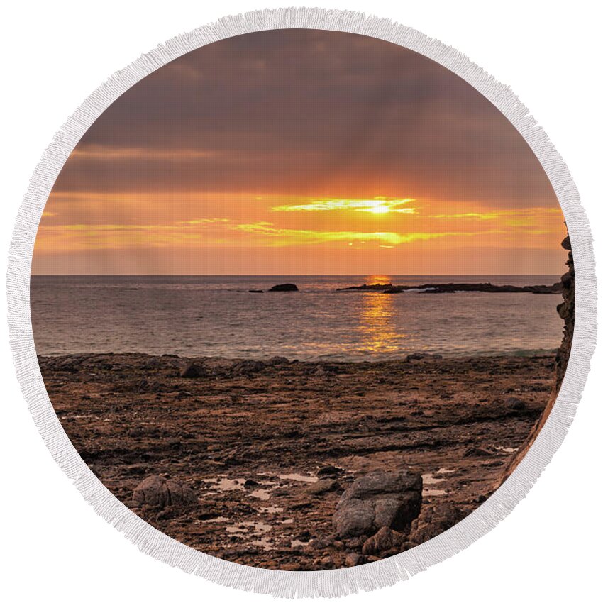 Fisherman's Cove Round Beach Towel featuring the photograph Fisherman's Cove Art Print by Abigail Diane Photography