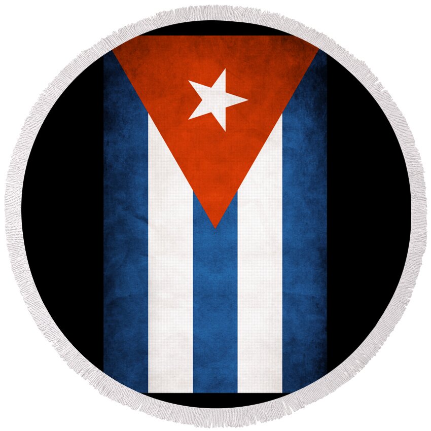 Funny Round Beach Towel featuring the digital art Flag Of Cuba by Flippin Sweet Gear