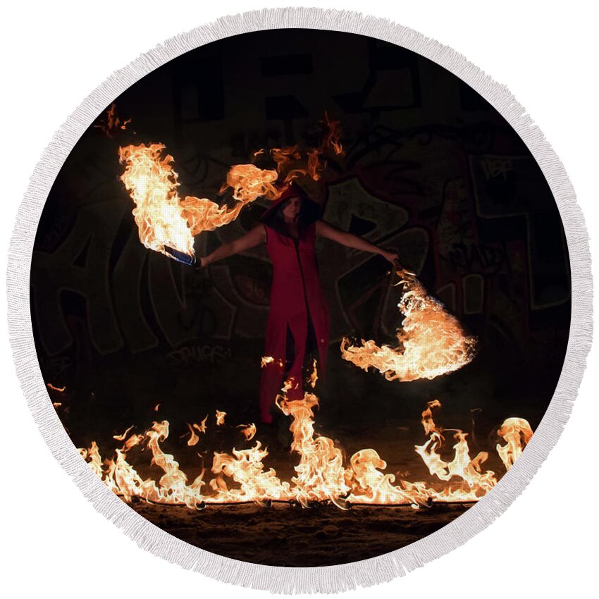 Fire Round Beach Towel featuring the photograph Flame Dance by American Landscapes