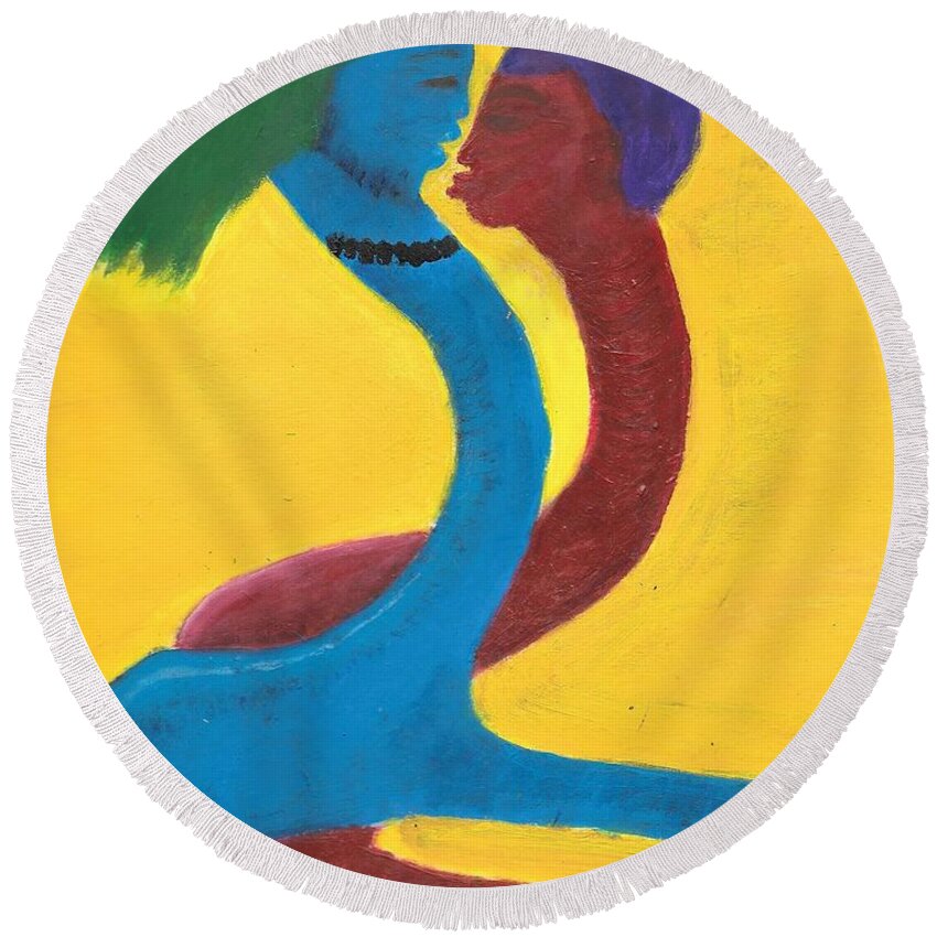 Man Round Beach Towel featuring the painting Fleshing by Esoteric Gardens KN