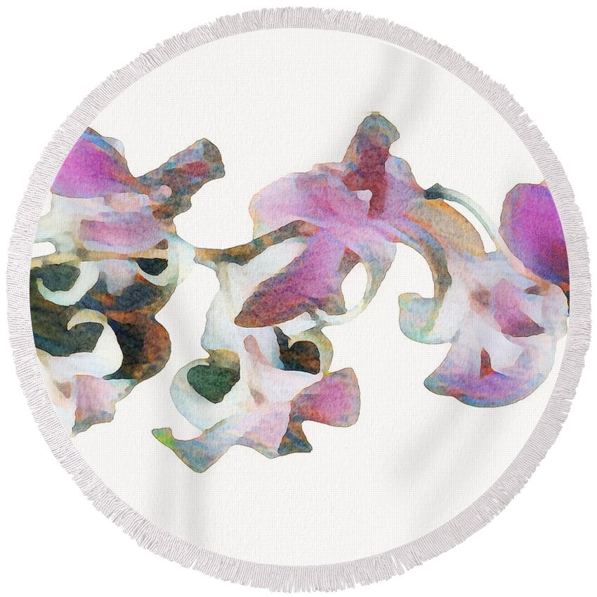 Flowers Round Beach Towel featuring the digital art Floral Study 15 by Red Ram