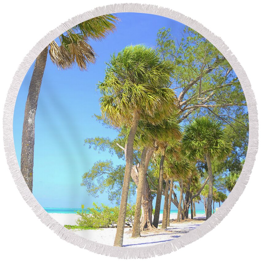 Beach Round Beach Towel featuring the digital art Florida Beaches by Alison Belsan Horton