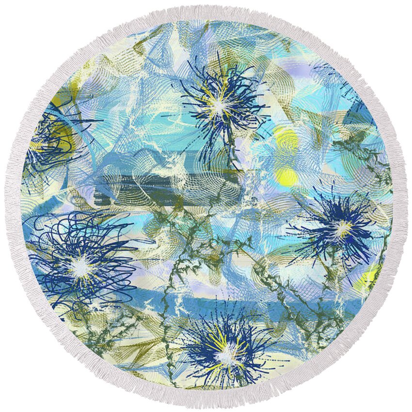 Digital Round Beach Towel featuring the painting Flower Garden #8 by Christina Wedberg