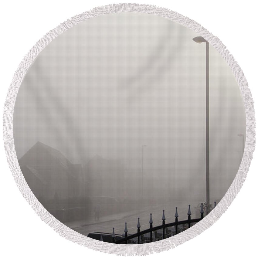 Fog Round Beach Towel featuring the photograph Foggy Afternoon. by Elena Perelman