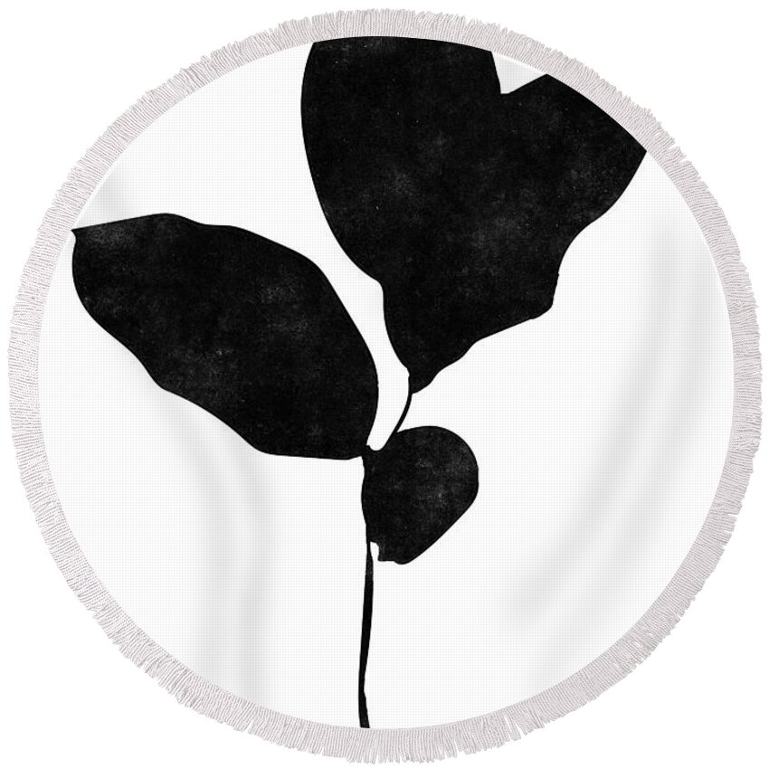 Leaf Round Beach Towel featuring the mixed media Foliage Silhouette 2- Art by Linda Woods by Linda Woods