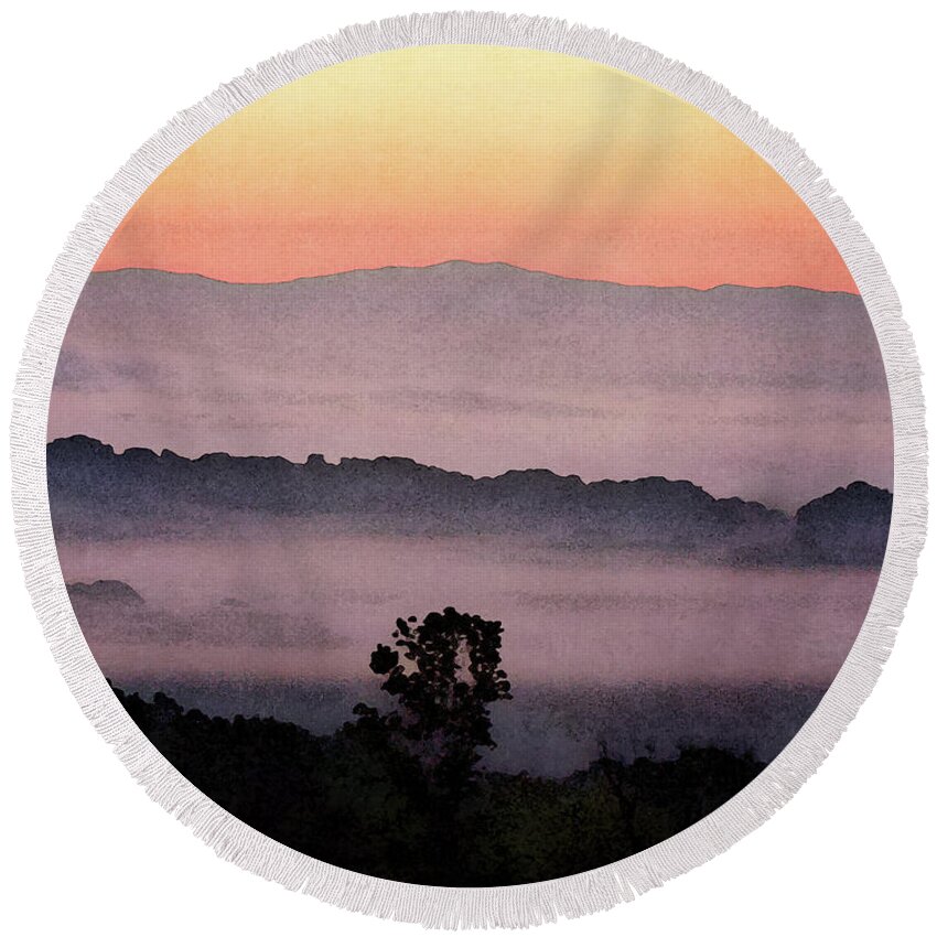 Tennessee Round Beach Towel featuring the photograph Foothills of the Smoky Mountains by Phil Perkins