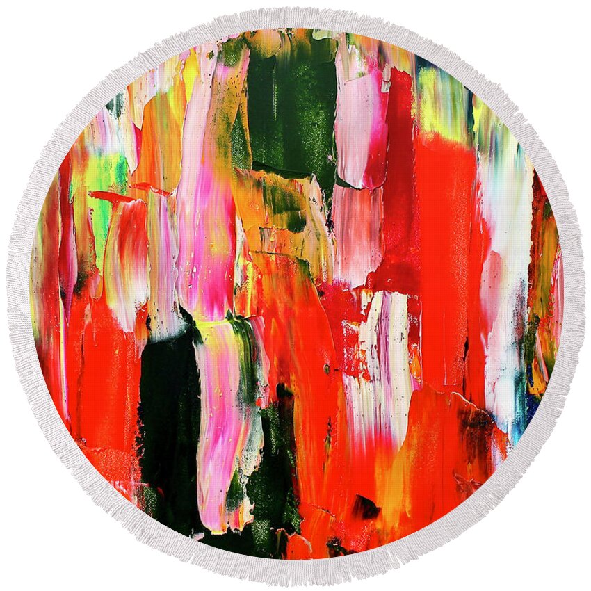 Colorful Round Beach Towel featuring the painting For Molly by Teresa Moerer
