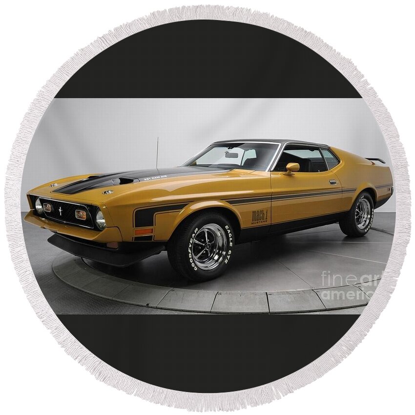 Ford Round Beach Towel featuring the photograph Ford Mustang Mach 1 by Action