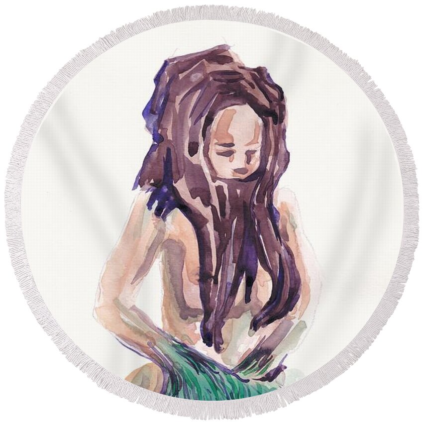 Miniature Round Beach Towel featuring the painting Forert Spirit by George Cret