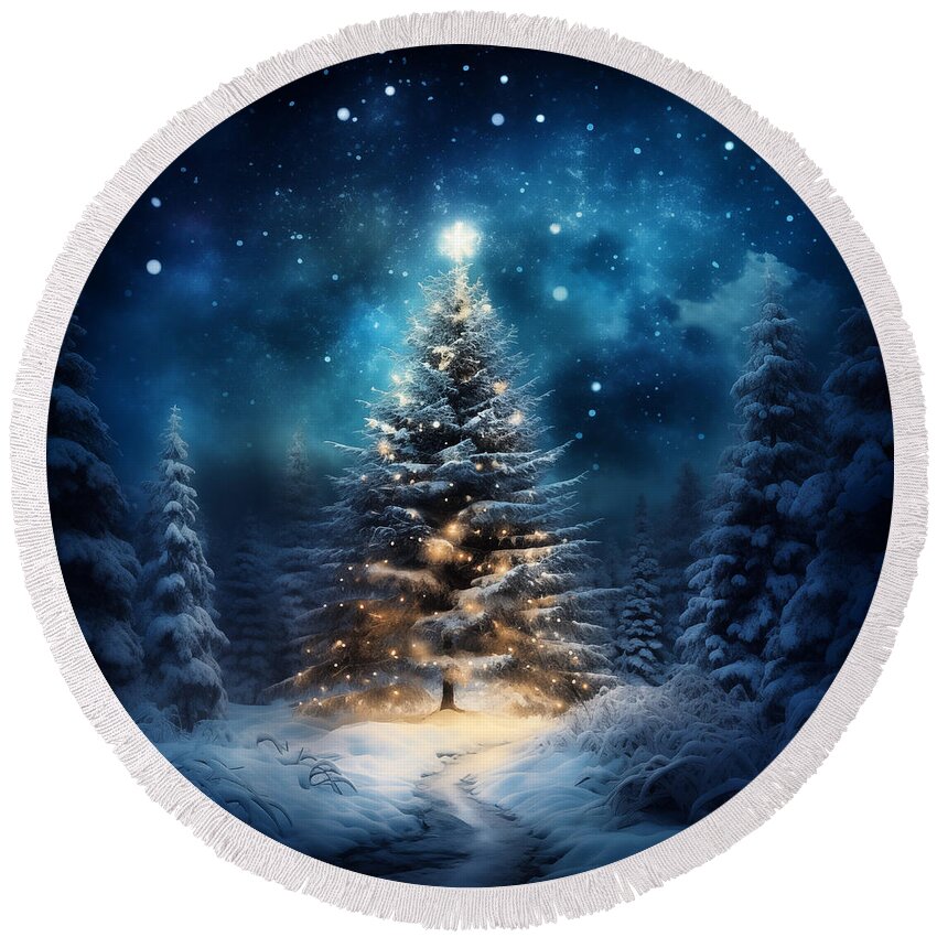 Christmas Round Beach Towel featuring the photograph Forest Christmas by Matt Hanson