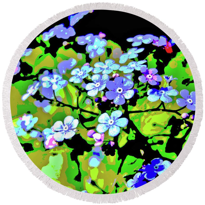 Forget-me-not Round Beach Towel featuring the digital art Forget Me Not by Mimulux Patricia No