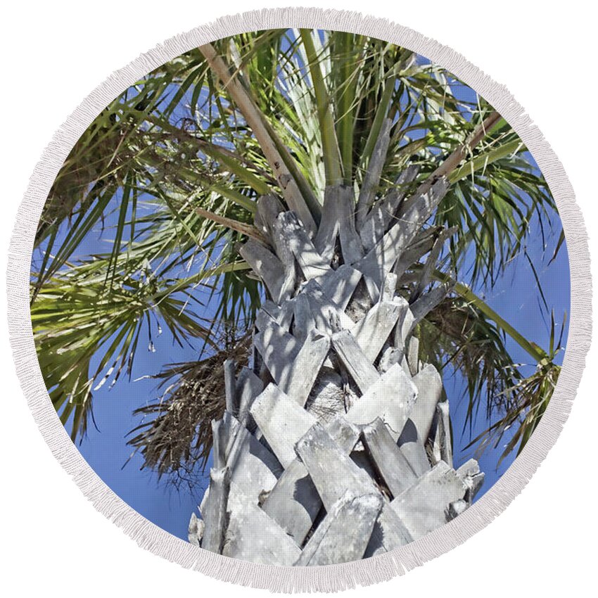 Fortified Foundation Round Beach Towel featuring the photograph Fortified Foundation Palm by Roberta Byram