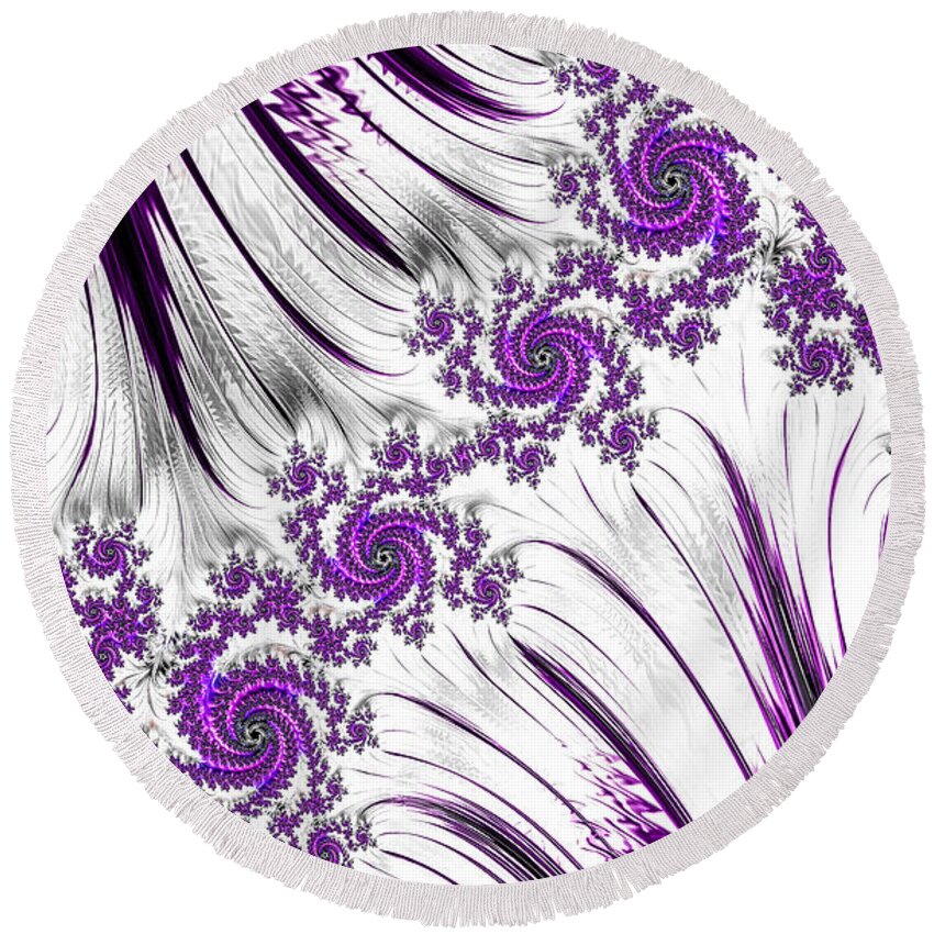 Fractals Round Beach Towel featuring the digital art Four Flowers by Vickie Fiveash