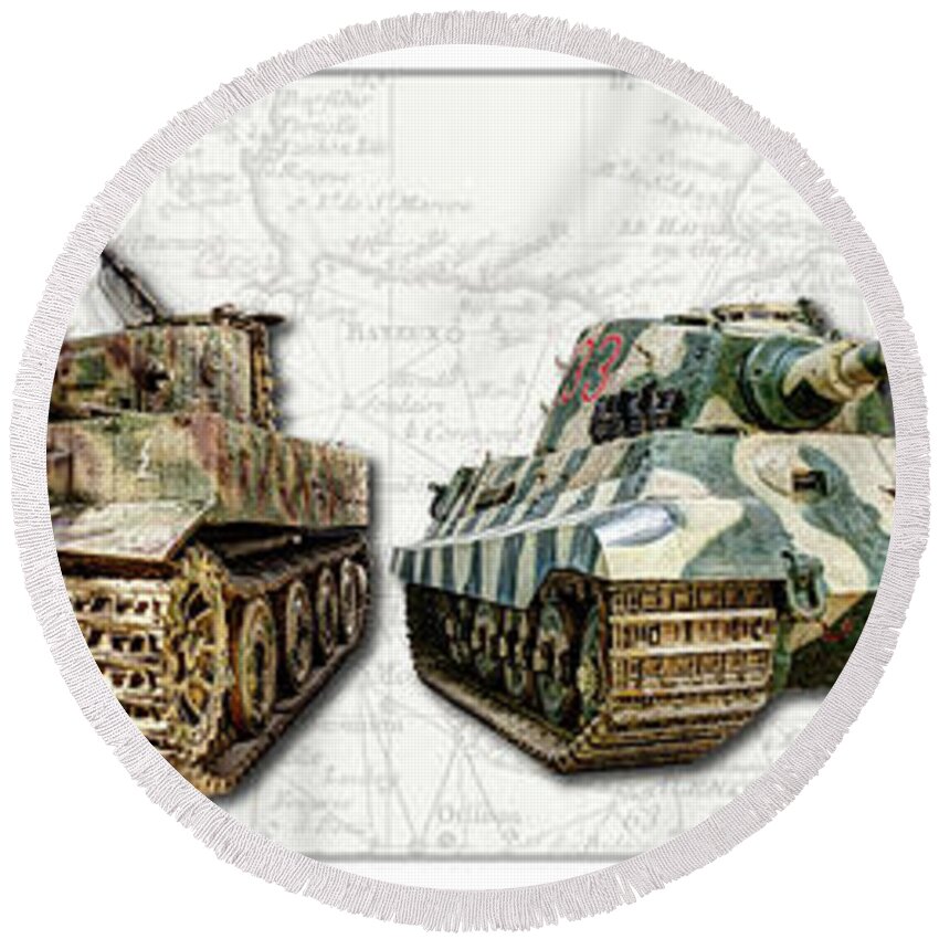 Four Panzers Round Beach Towel featuring the photograph Four Panzers by Weston Westmoreland