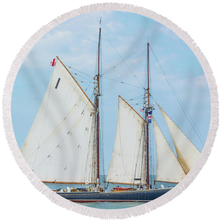 Tall Ships Round Beach Towel featuring the photograph Four Sails by Stewart Helberg