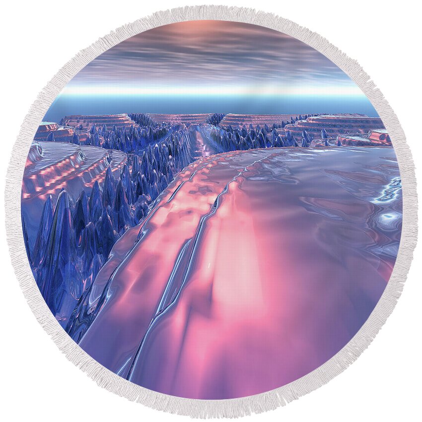 Glacier Round Beach Towel featuring the digital art Fractal Glacier Landscape by Phil Perkins