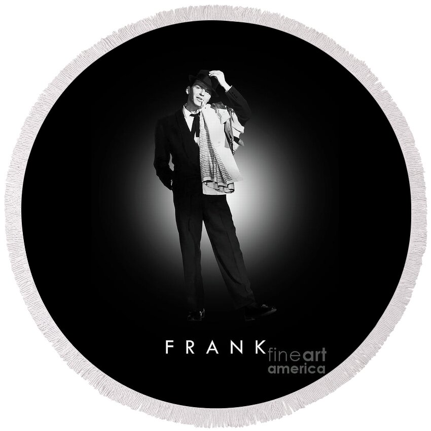 Frank Sinatra Round Beach Towel featuring the digital art Frank Sinatra by Bo Kev