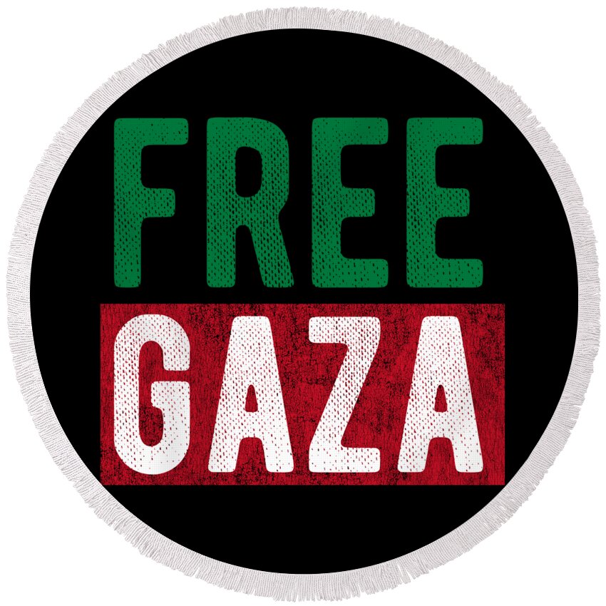 Palestine Round Beach Towel featuring the digital art Free Gaza Palestine by Flippin Sweet Gear