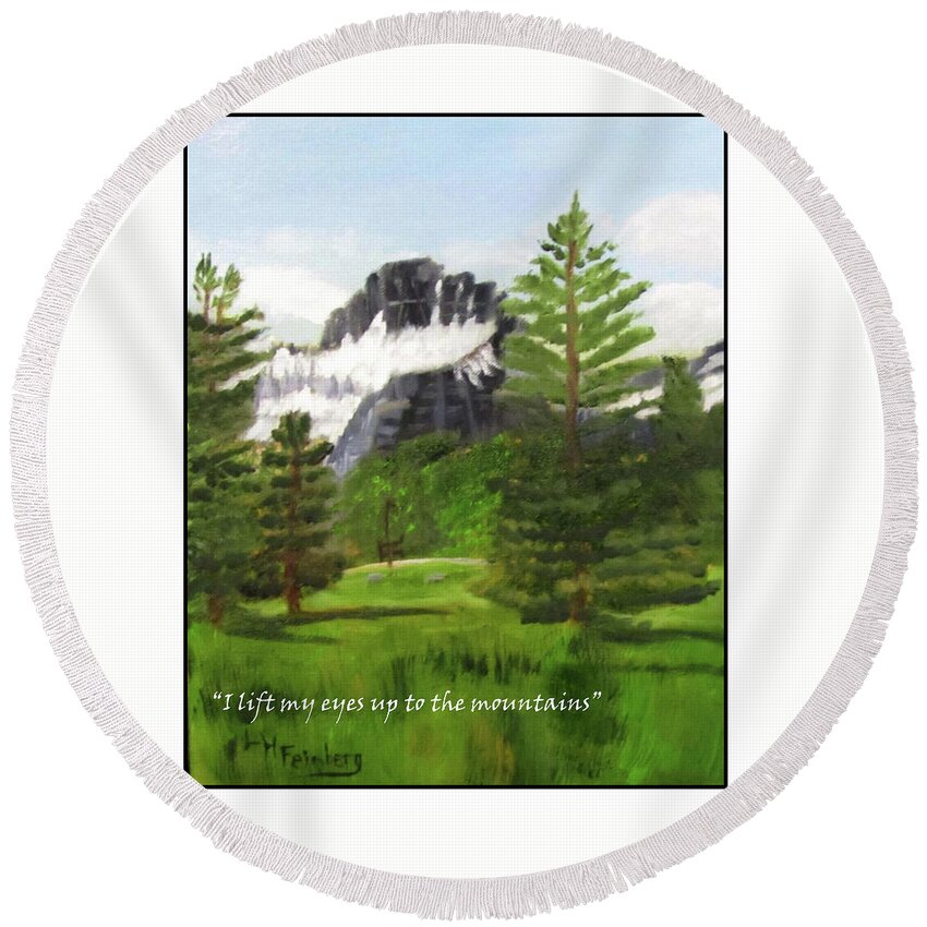 Psalm 121 Round Beach Towel featuring the painting Fresh Air Psalm 121 by Linda Feinberg