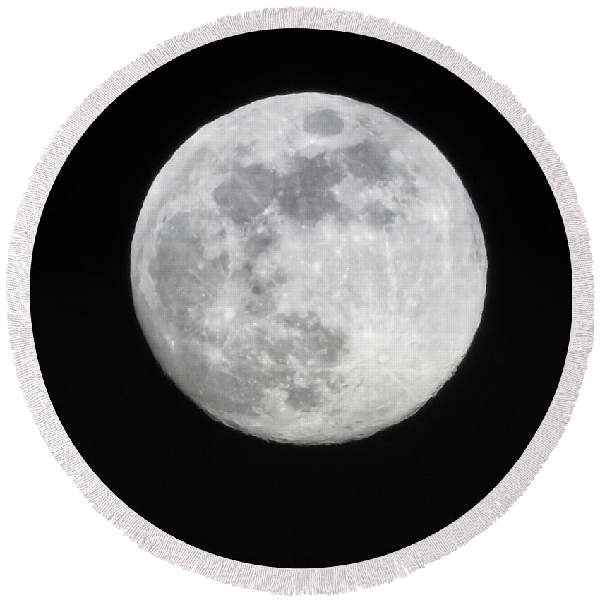 Moon Round Beach Towel featuring the photograph Full Moon by Russ Considine by Russel Considine