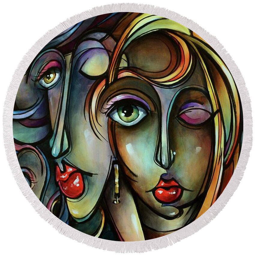 Urban Expressions Round Beach Towel featuring the painting Full Tilt Again by Michael Lang
