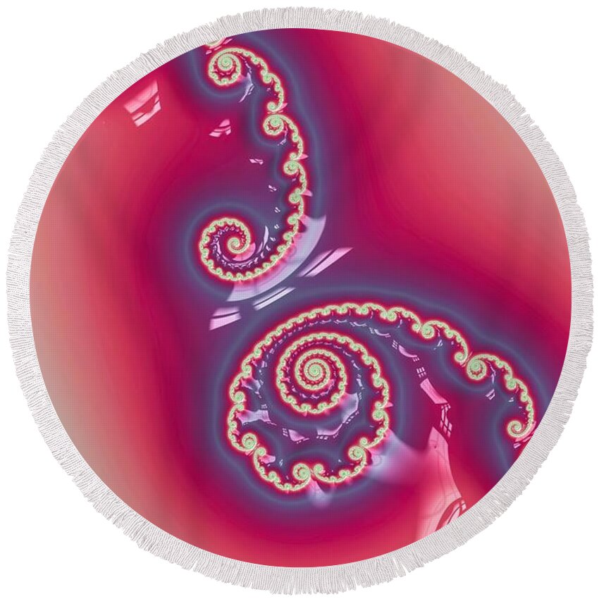 Fractals Round Beach Towel featuring the digital art Funky Fractals by Vickie Fiveash