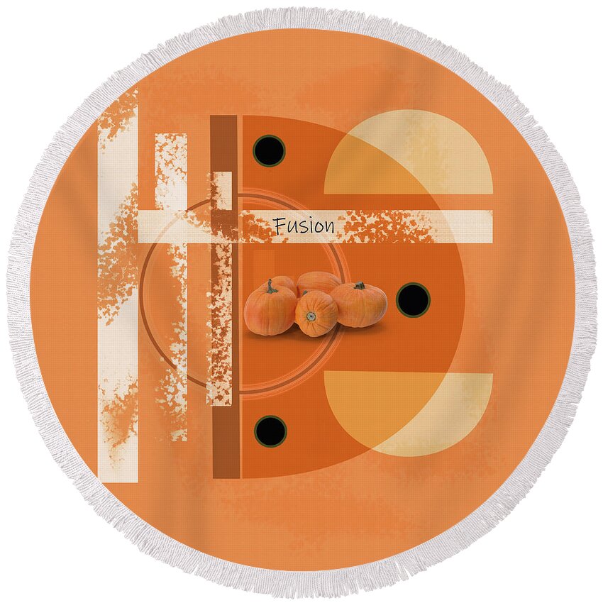 Orange Shades Round Beach Towel featuring the digital art Fusion art. by Andrew Penman