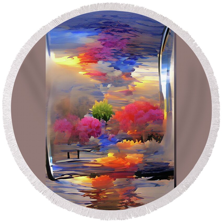  Round Beach Towel featuring the digital art Glassimus by Rod Turner