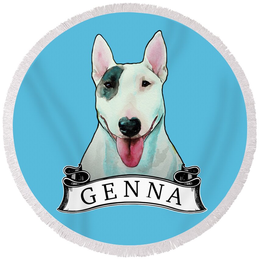 Genna Round Beach Towel featuring the painting Genna by Jindra Noewi