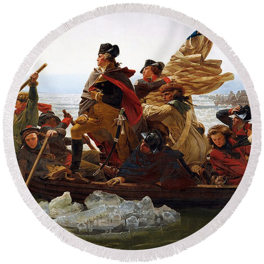 George Round Beach Towel featuring the photograph George Washington Crossing The Delaware by Action