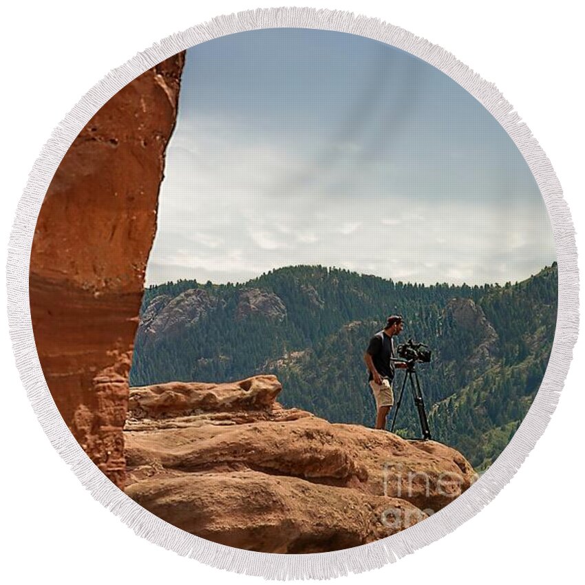 Colorado Round Beach Towel featuring the photograph Getting the Shot by Randy J Heath