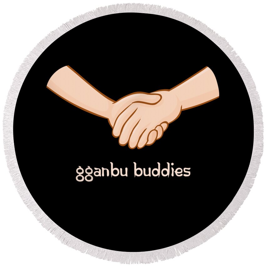 Gganbu Round Beach Towel featuring the digital art Gganbu Buddies by Flippin Sweet Gear