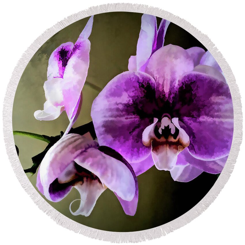 Orchid Round Beach Towel featuring the photograph Ghostly Natural Orchid by Diana Mary Sharpton