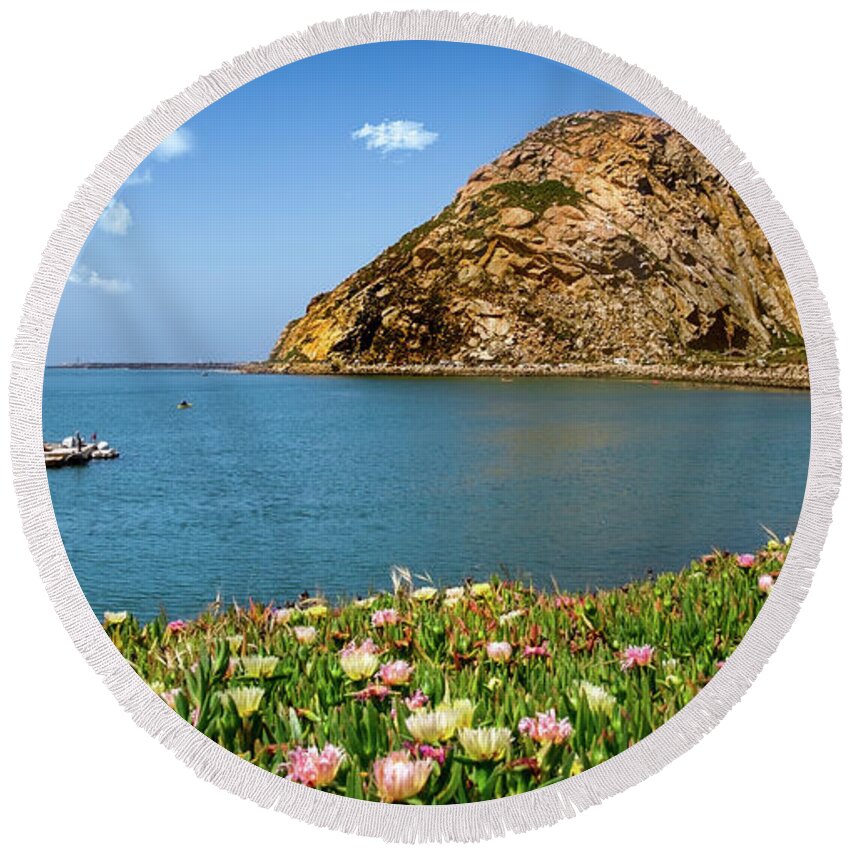 23 Million Years Old Round Beach Towel featuring the photograph Gibraltar of the Pacific-- Morro Rock by David Levin