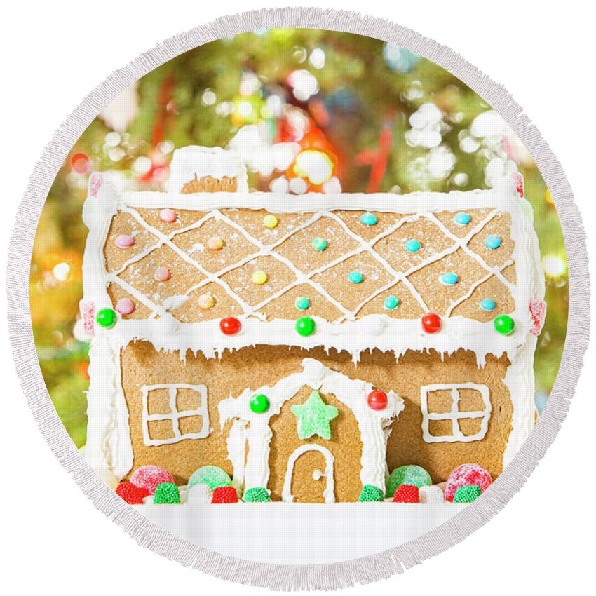 Photography Round Beach Towel featuring the photograph Gingerbread House by Daniel Knighton
