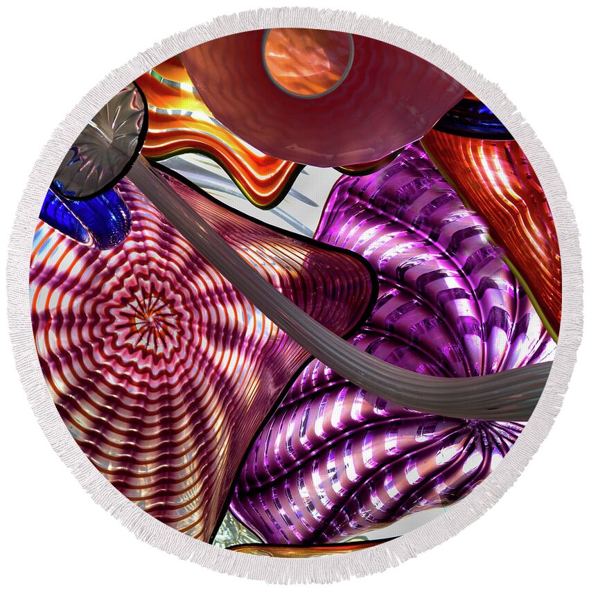 Glass Abstract Round Beach Towel featuring the photograph Glass Abstract 1 by David Patterson