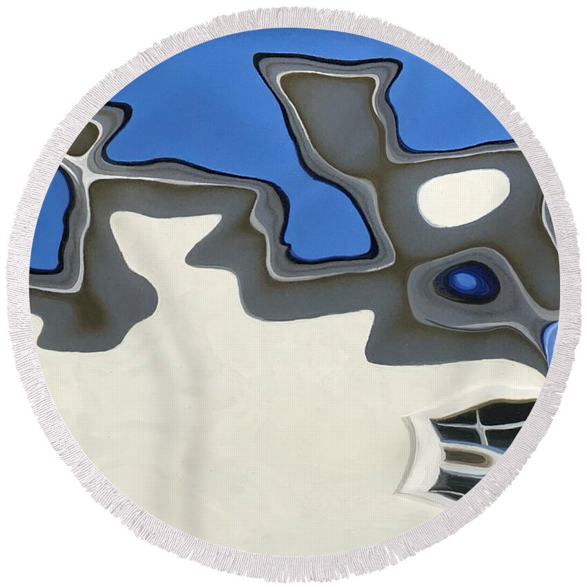 Abstract Round Beach Towel featuring the photograph Glass Block by Tom Johnson