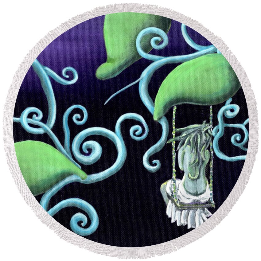 Feminine Round Beach Towel featuring the painting Glissfull Goddess by Vicki Noble