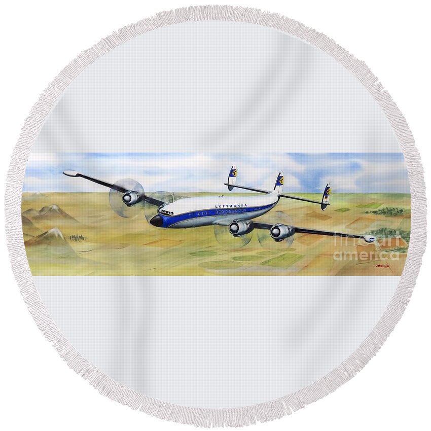 Connie Round Beach Towel featuring the painting Glory Days by Joseph Burger